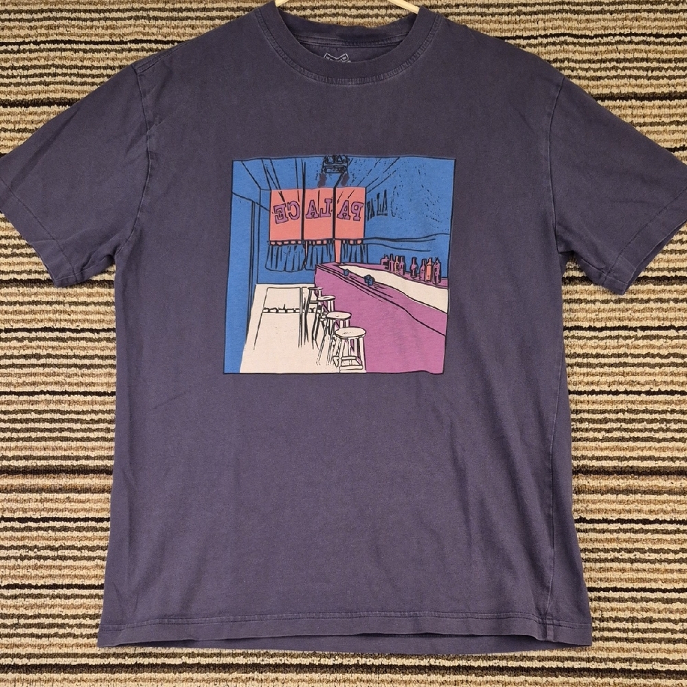 PALACE Skateboards Scheisse Cafe Grey Navy Cotton Streetwear Mens Medium T Shirt
